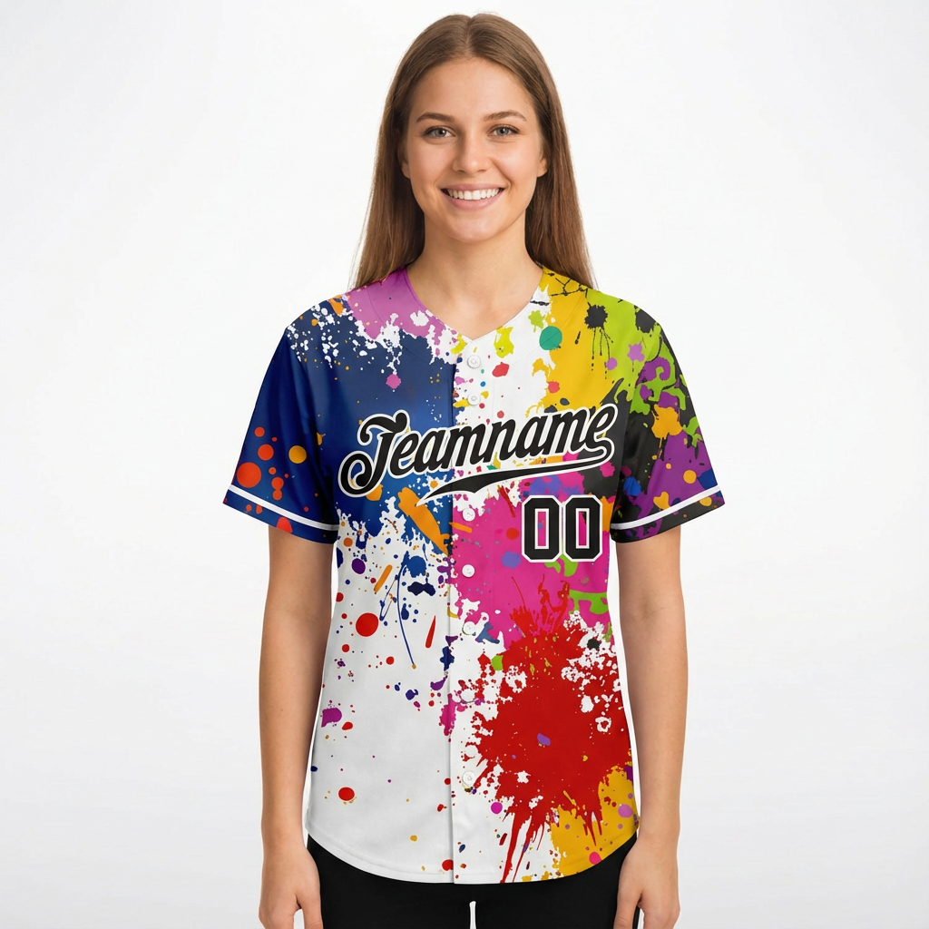 Custom Ink Splashes Black&White Baseball Jersey