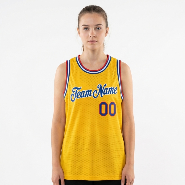 Custom Yellow & Royal/Red Basketball City Edition Jersey
