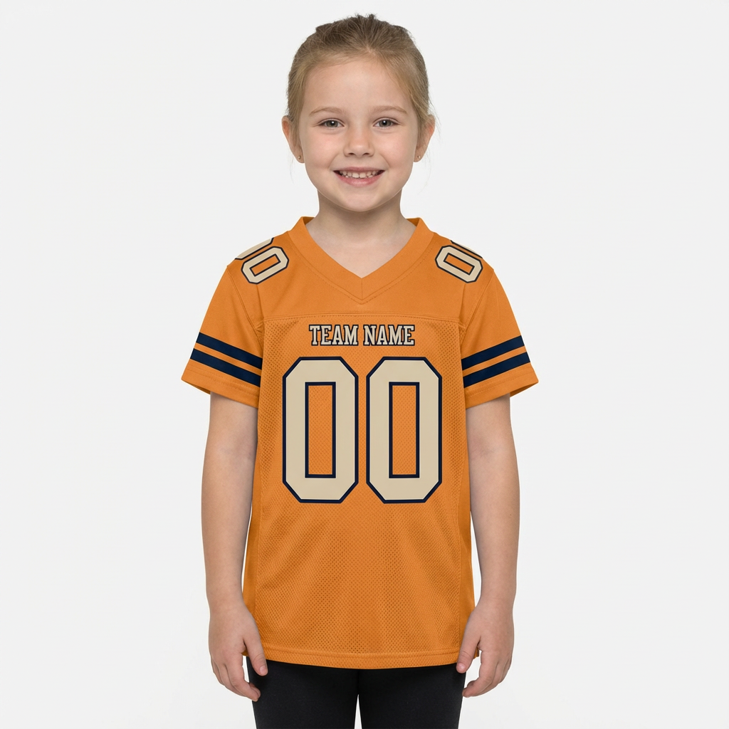 Custom Orange & Cream/Black Football Jersey
