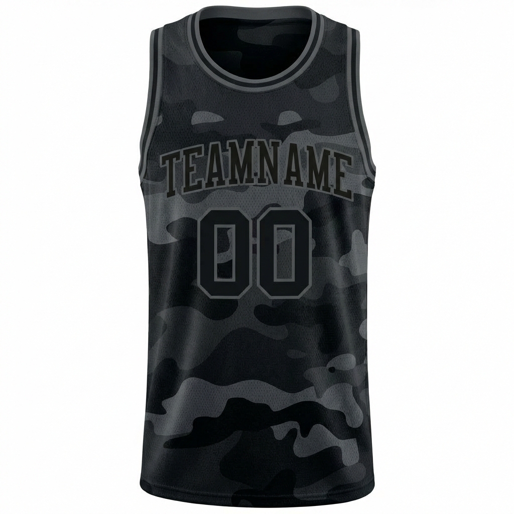 Custom Camo Black & Grey Salute To Service Basketball City Edition Jersey