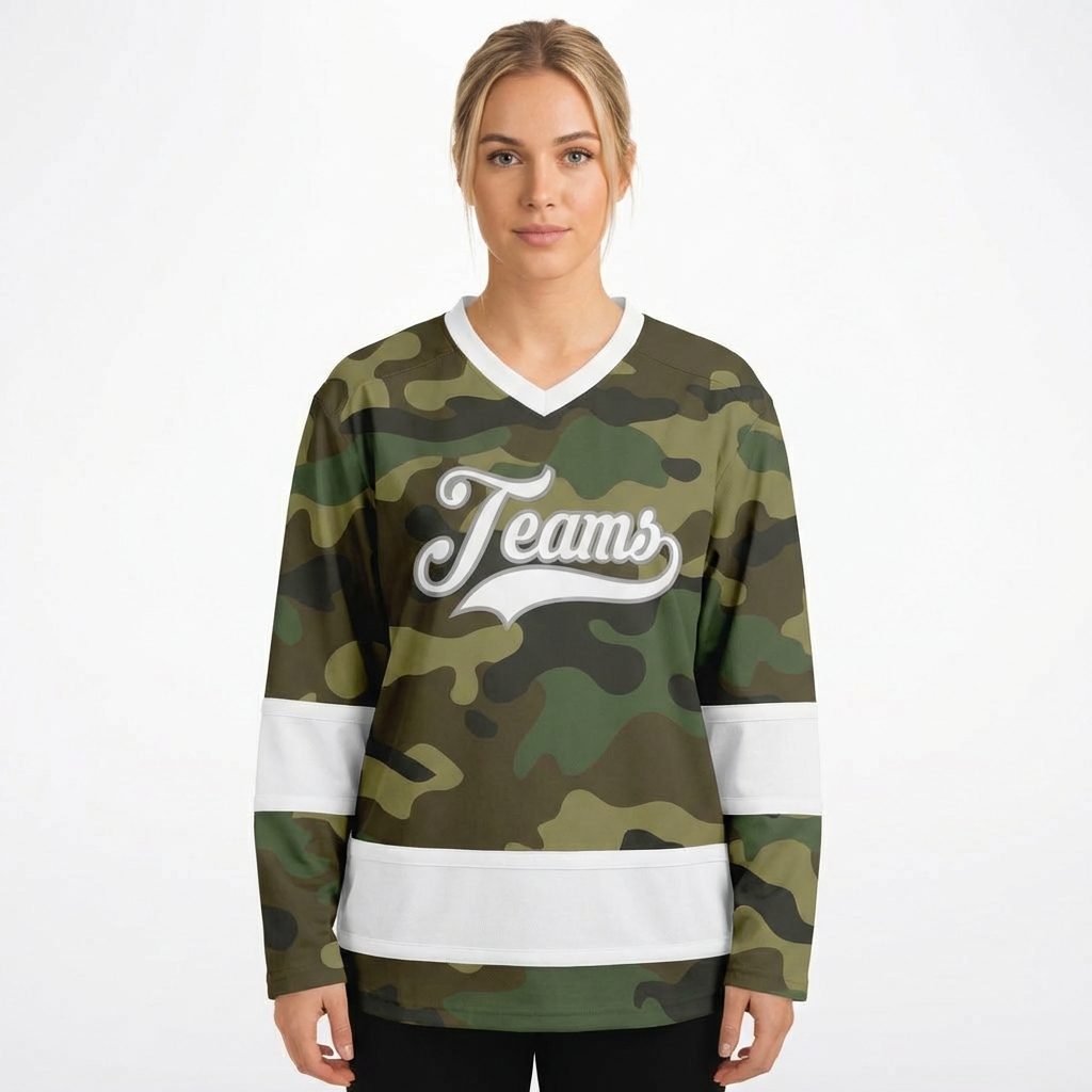 Custom Camo White & Grey Salute To Service Hockey Jersey