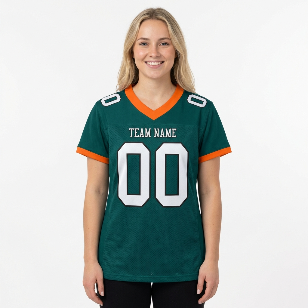 Custom Midnight Green & White/Orange Football Jersey