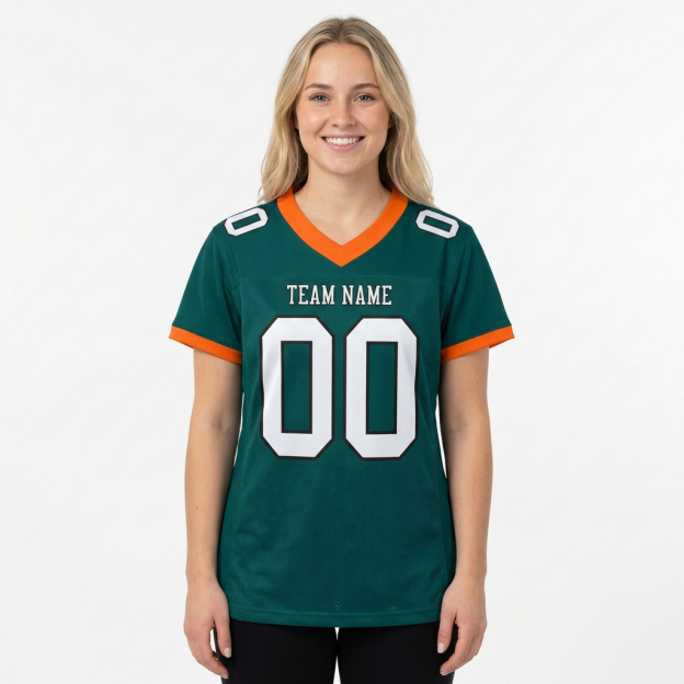 Custom Midnight Green & White/Orange Football Jersey