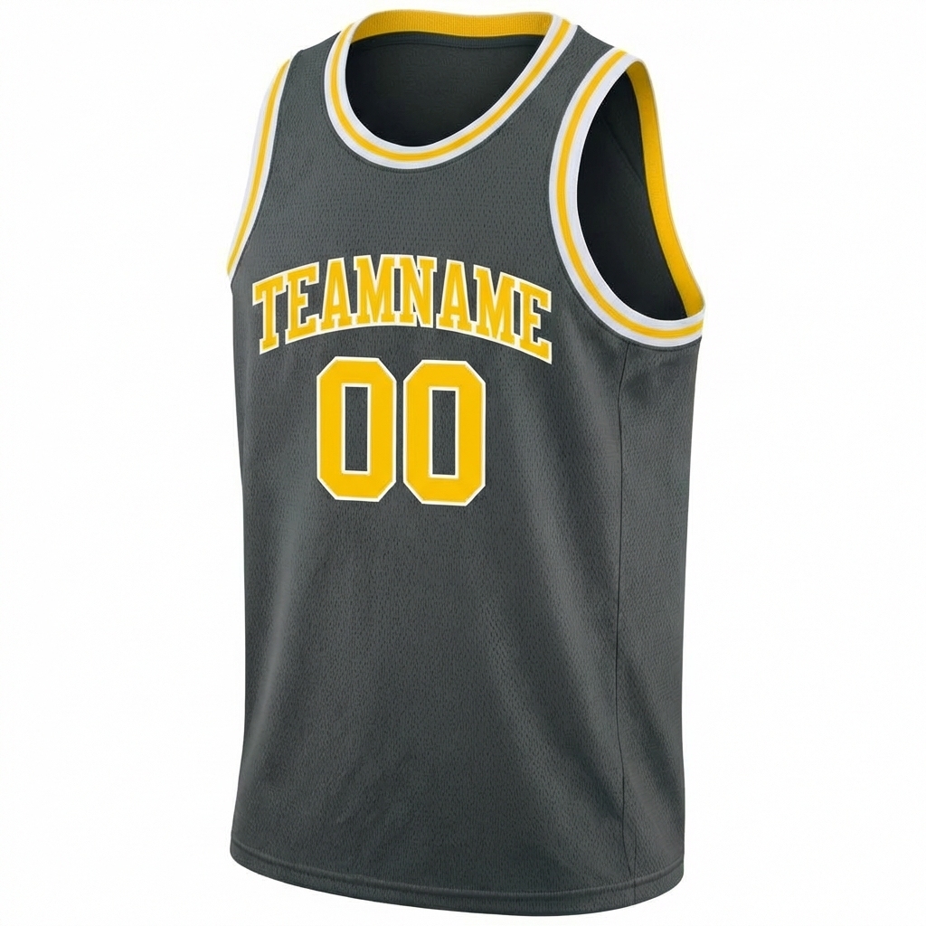 Custom Dark Grey & Yellow/White Basketball City Edition Jersey