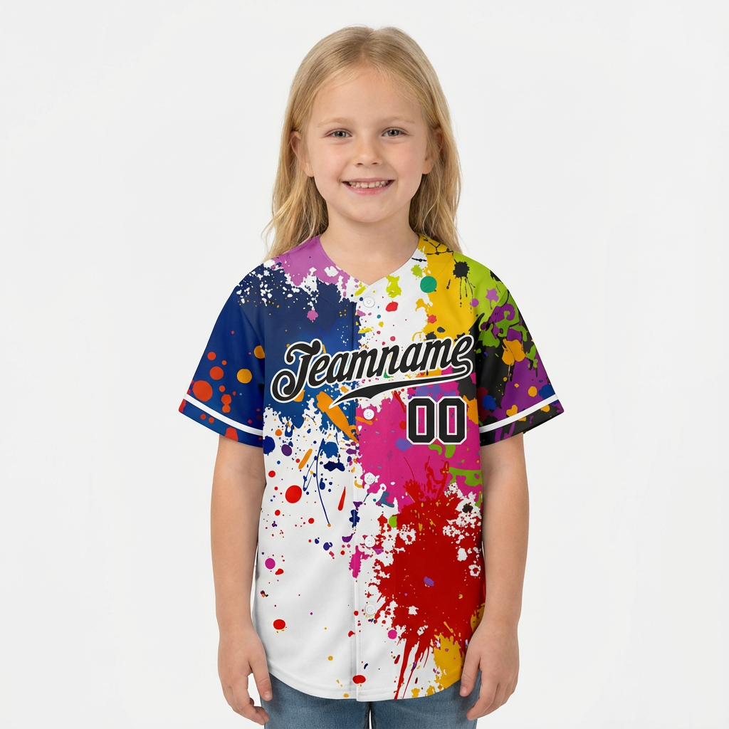 Custom Ink Splashes Black&White Baseball Jersey