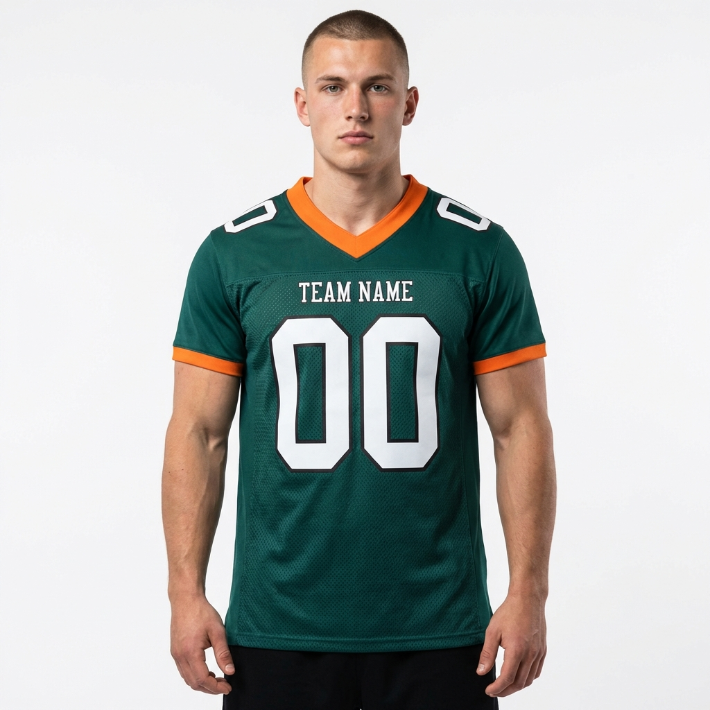 Custom Midnight Green & White/Orange Football Jersey