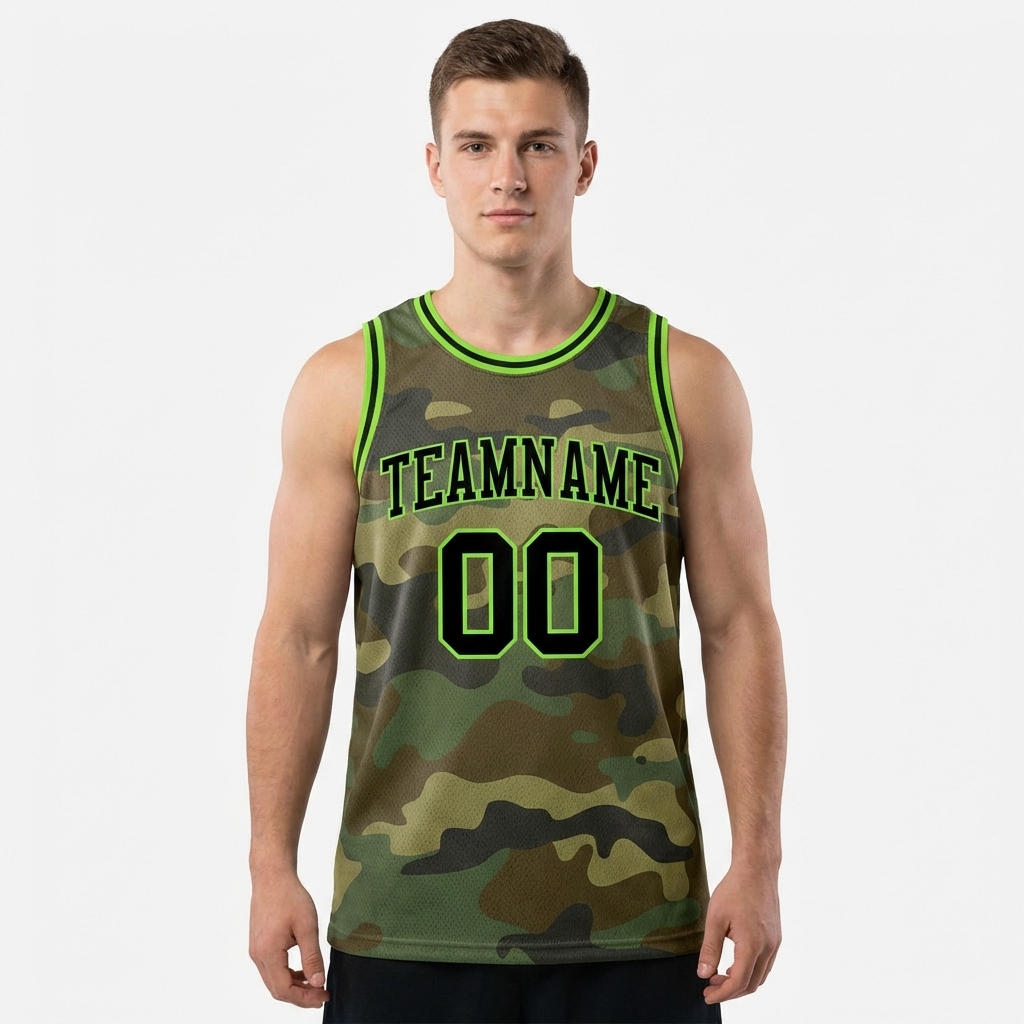 Custom Camo Black & Green Salute To Service Basketball City Edition Jersey