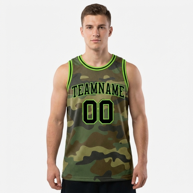 Custom Camo Black & Green Salute To Service Basketball City Edition Jersey