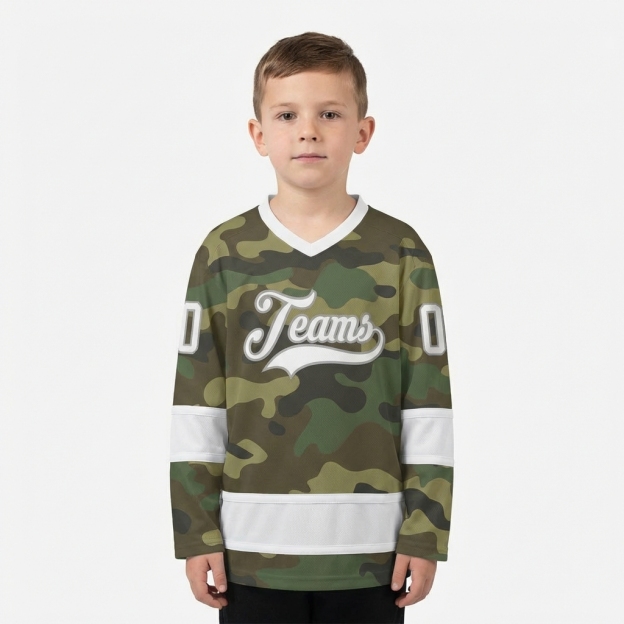 Custom Camo White & Grey Salute To Service Hockey Jersey