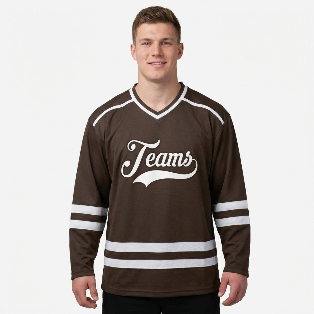 Custom Brown & White Hockey Jersey