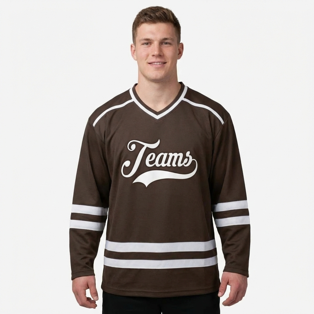 Custom Brown & White Hockey Jersey