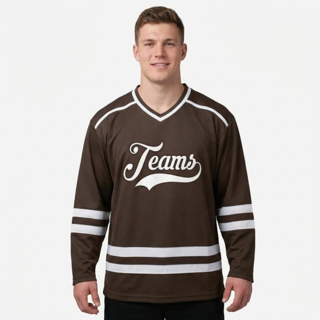 Custom Brown & White Hockey Jersey