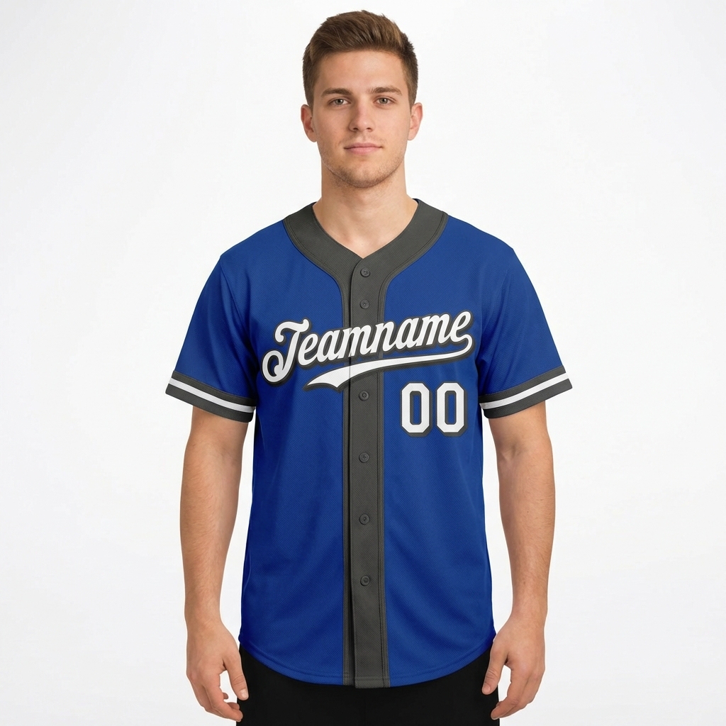 Custom Royal Blue & White/Black Baseball Jersey