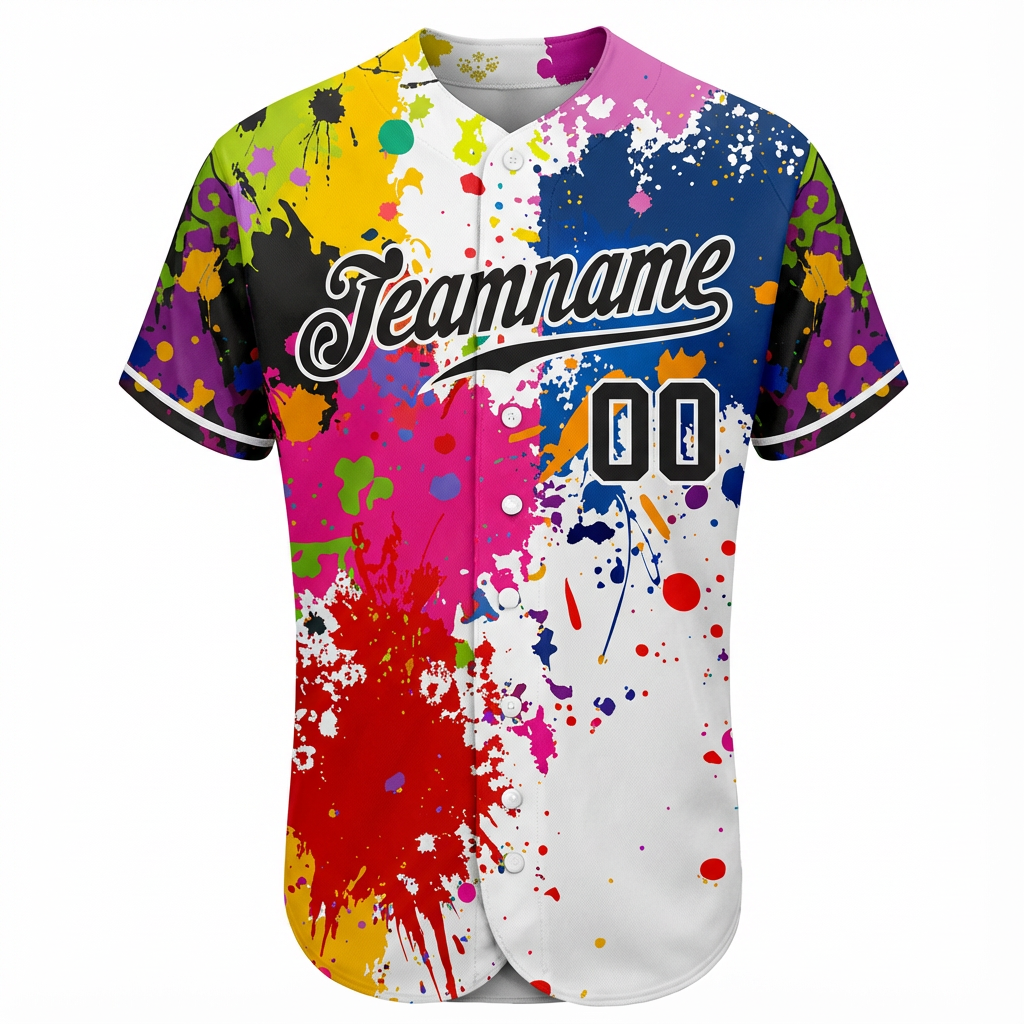Custom Ink Splashes Black&White Baseball Jersey