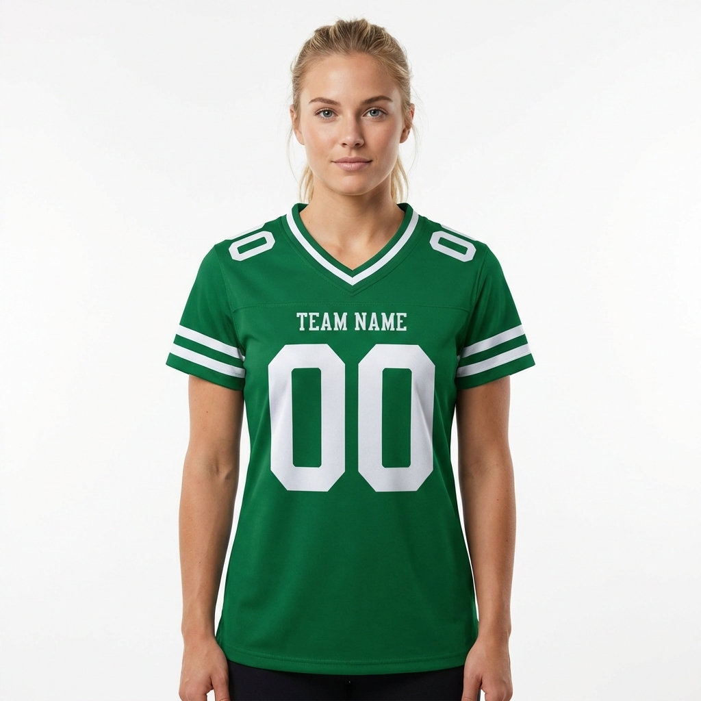 Custom Kelly Green & White Two Stripes Sleeves Football Jersey