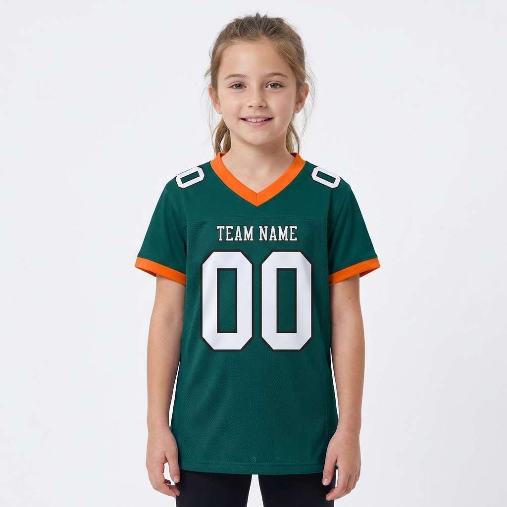 Custom Midnight Green & White/Orange Football Jersey