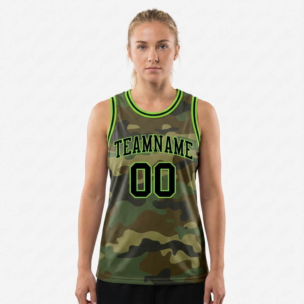 Custom Camo Black & Green Salute To Service Basketball City Edition Jersey