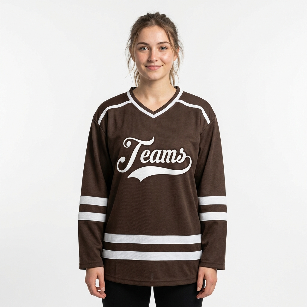 Custom Brown & White Hockey Jersey