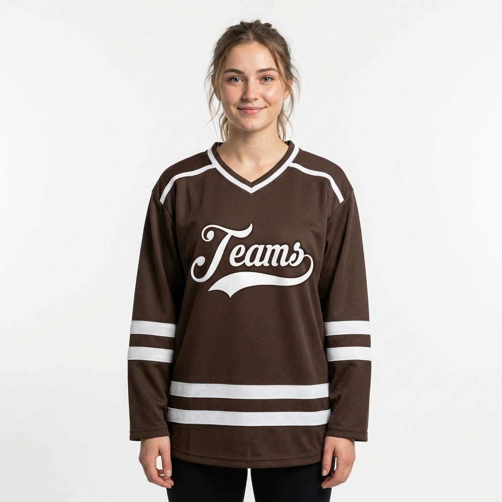 Custom Brown & White Hockey Jersey