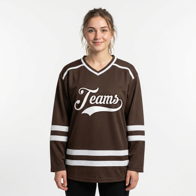 Custom Brown & White Hockey Jersey