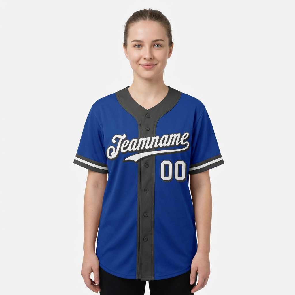 Custom Royal Blue & White/Black Baseball Jersey