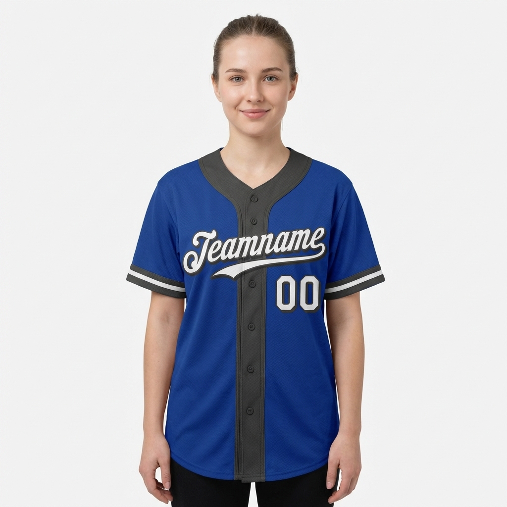 Custom Royal Blue & White/Black Baseball Jersey