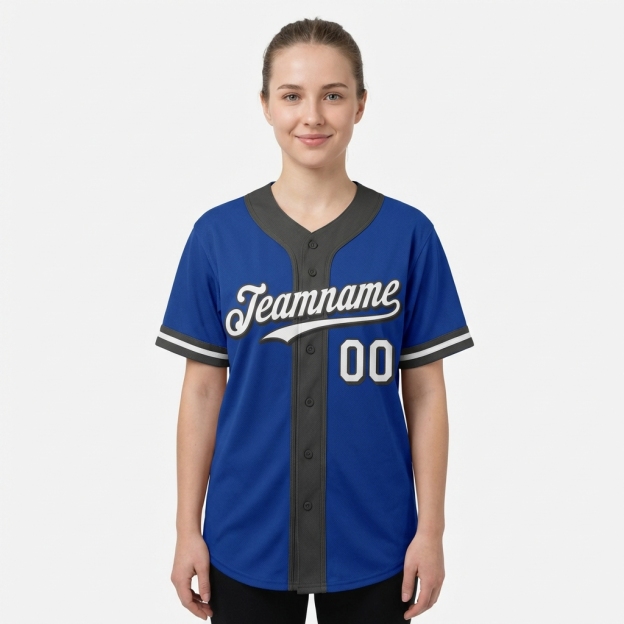 Custom Royal Blue & White/Black Baseball Jersey