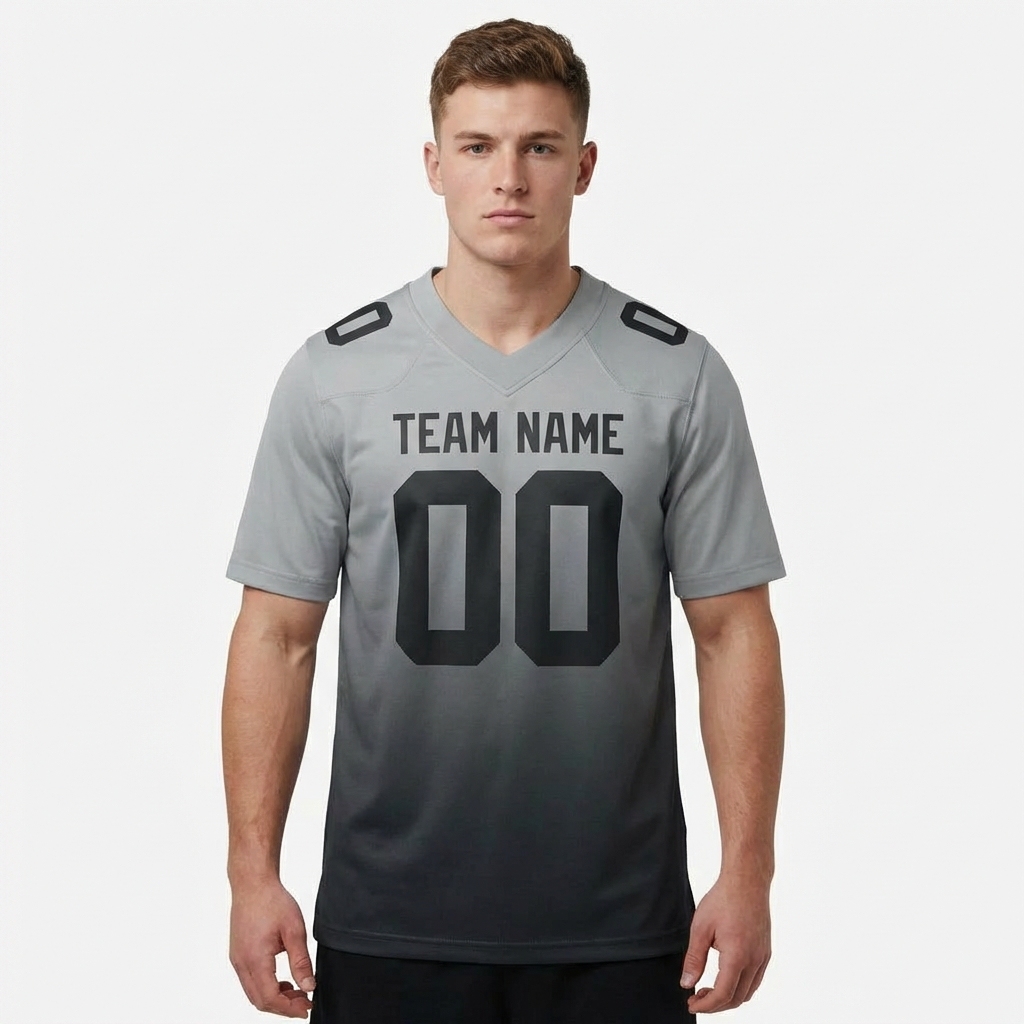 Custom Grey Fade Fashion Football Jersey