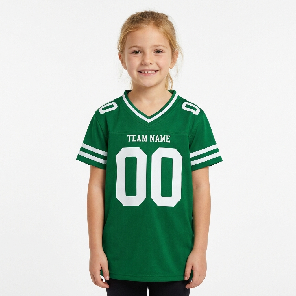 Custom Kelly Green & White Two Stripes Sleeves Football Jersey