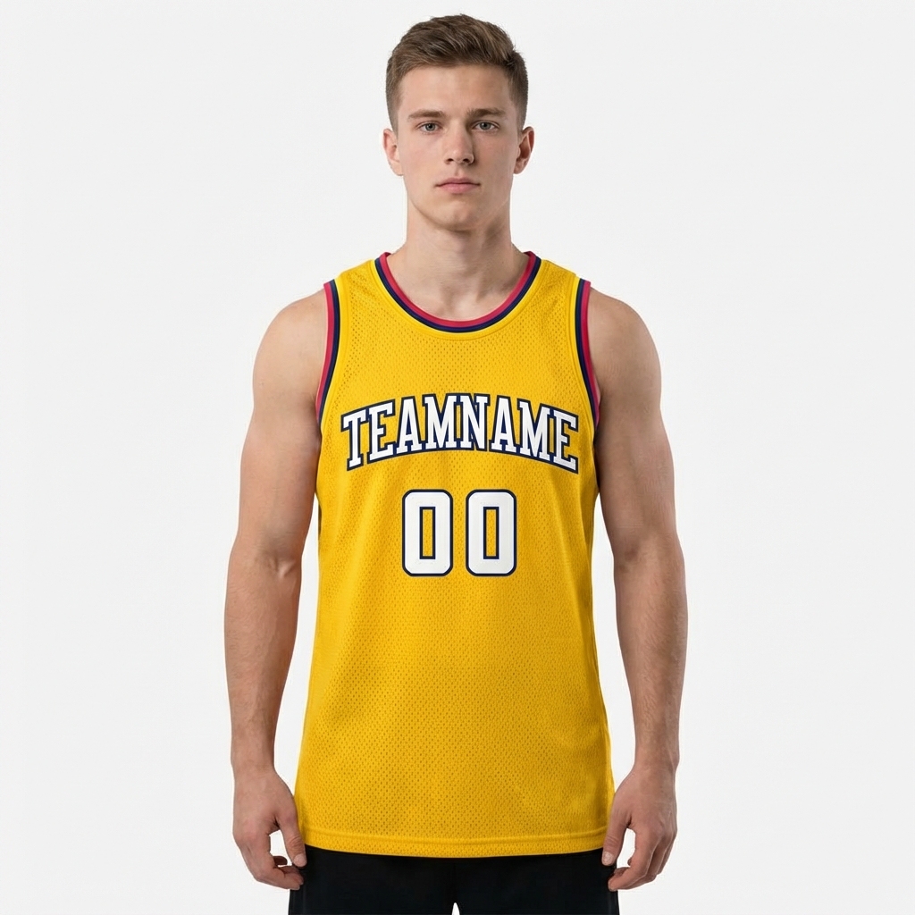 Custom Yellow & White/Royal Basketball City Edition Jersey