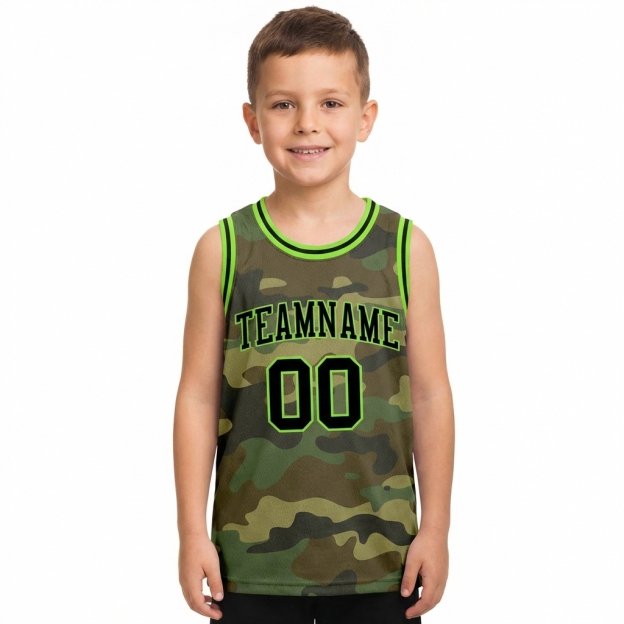 Custom Camo Black & Green Salute To Service Basketball City Edition Jersey