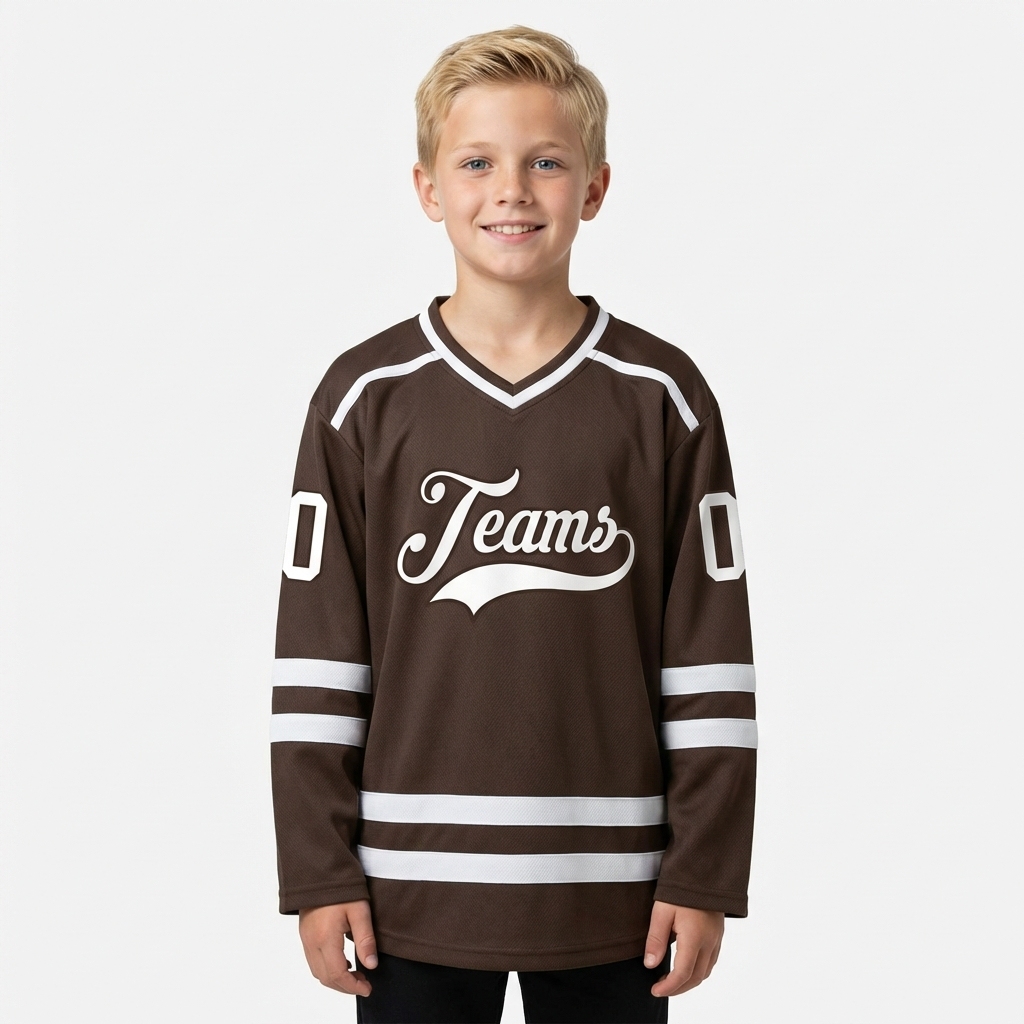Custom Brown & White Hockey Jersey