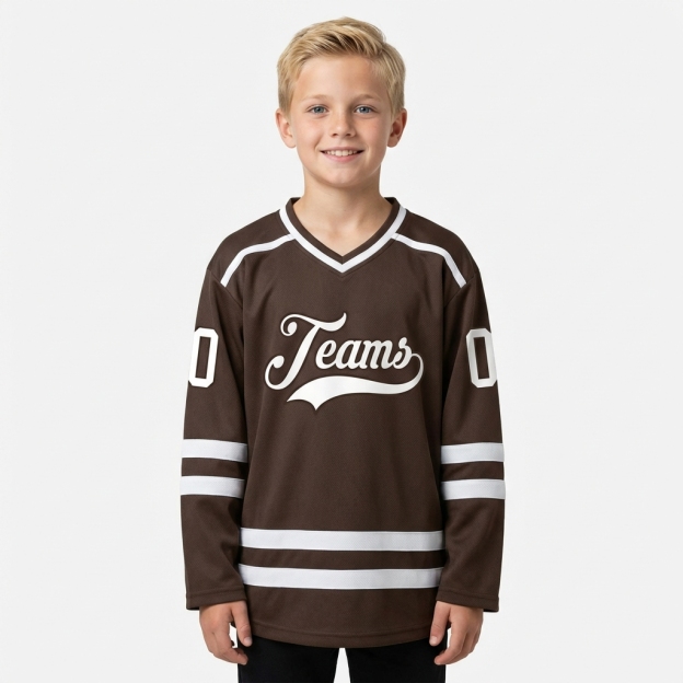 Custom Brown & White Hockey Jersey
