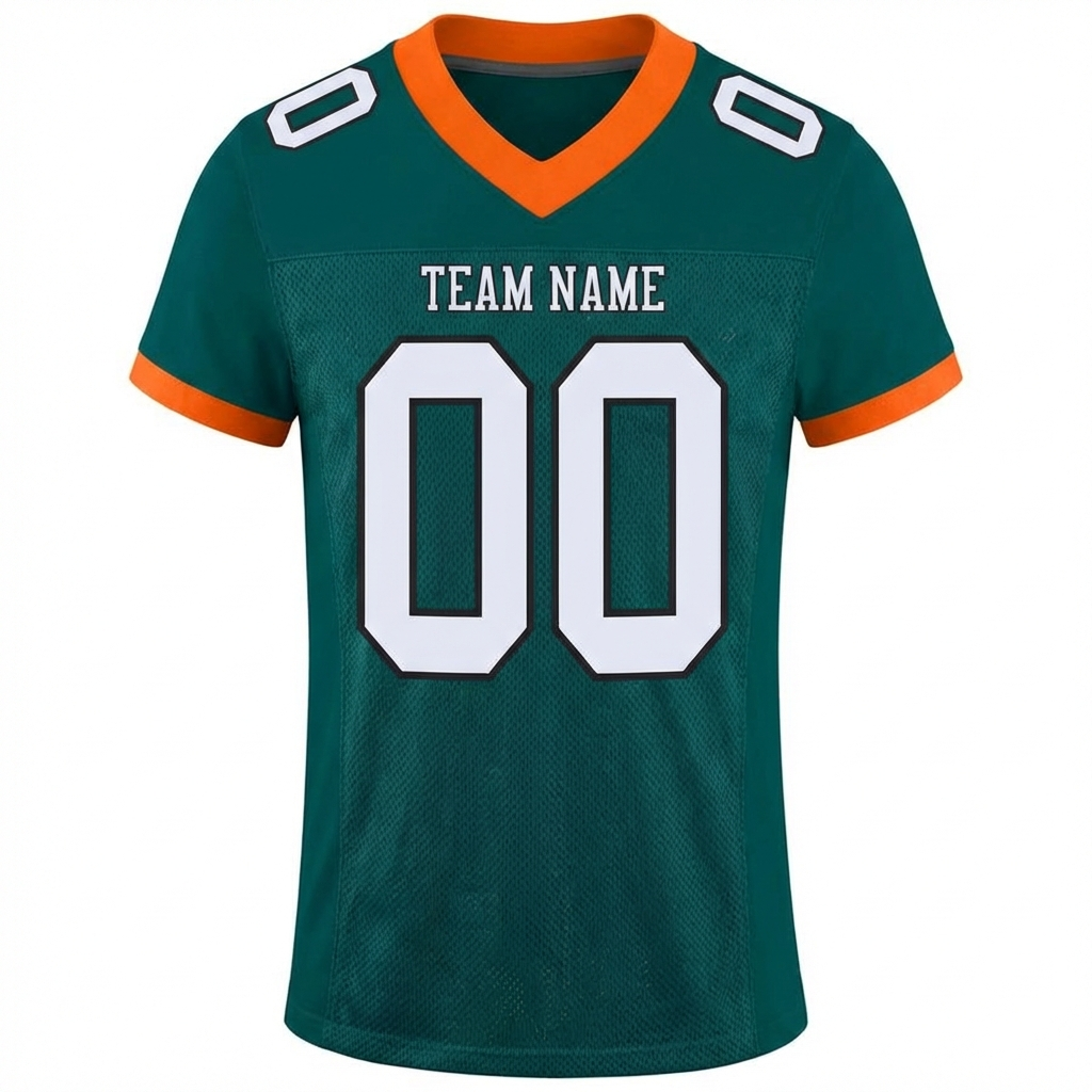 Custom Midnight Green & White/Orange Football Jersey