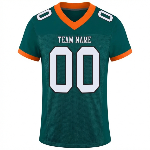 Custom Midnight Green & White/Orange Football Jersey