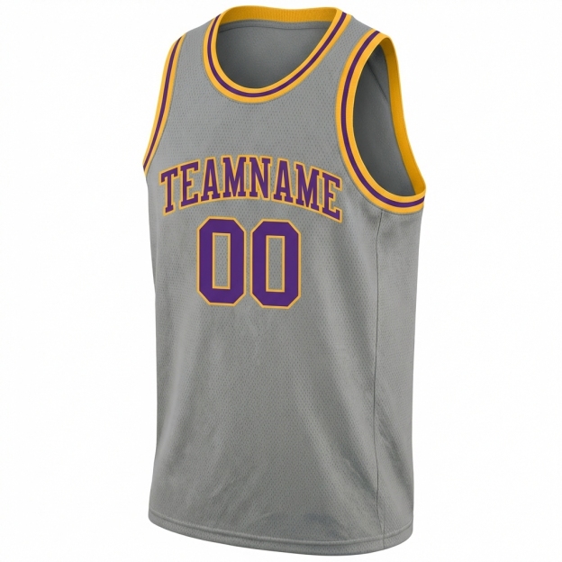 Custom Grey & Purple/Yellow Basketball City Edition Jersey
