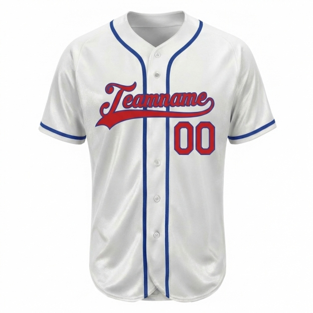 Custom White & Red/Blue Baseball Jersey