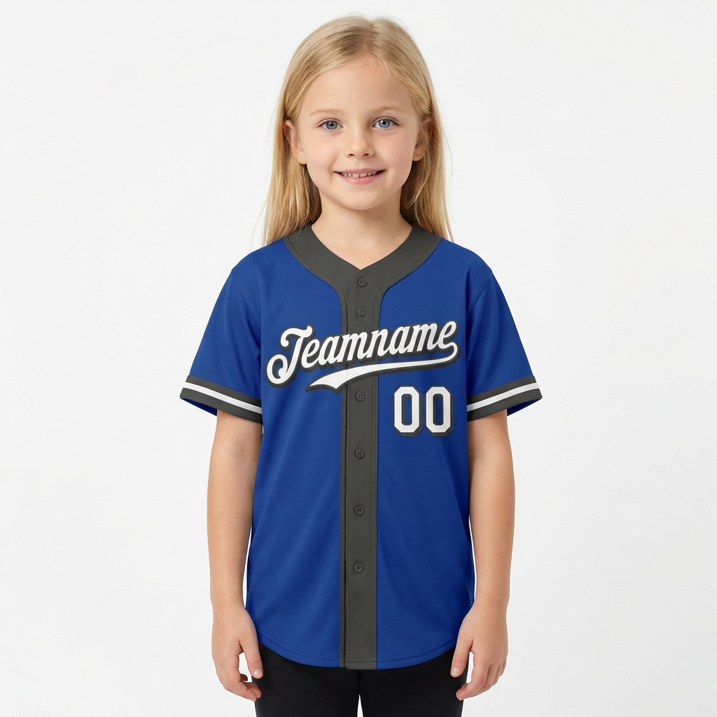 Custom Royal Blue & White/Black Baseball Jersey