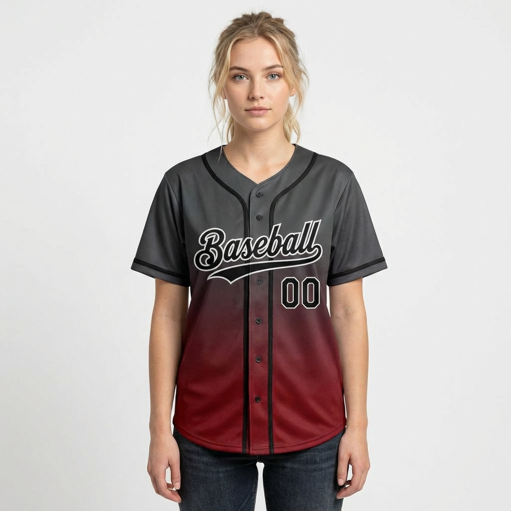 Custom Dark Grey & Black/White Gradient Baseball Jersey