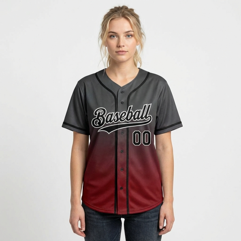 Custom Dark Grey & Black/White Gradient Baseball Jersey