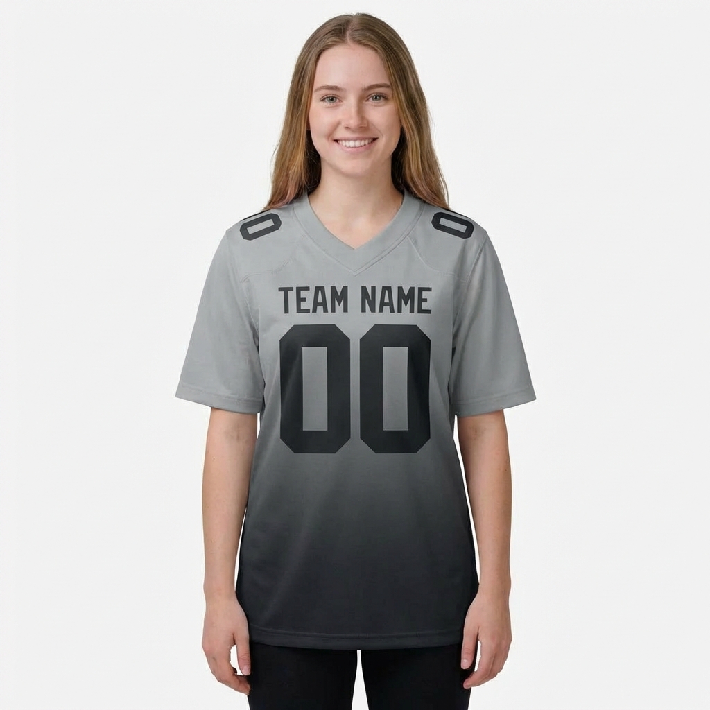 Custom Grey Fade Fashion Football Jersey
