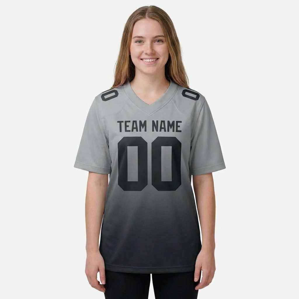 Custom Grey Fade Fashion Football Jersey
