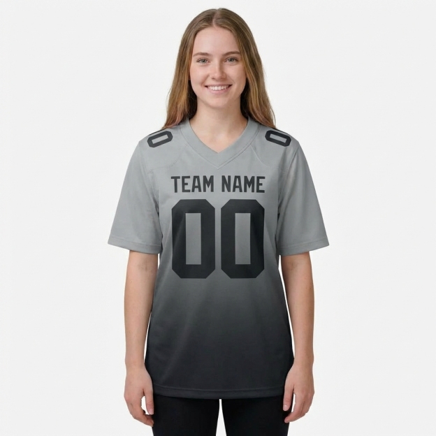 Custom Grey Fade Fashion Football Jersey