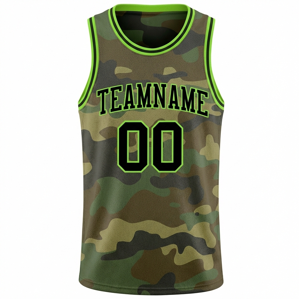 Custom Camo Black & Green Salute To Service Basketball City Edition Jersey