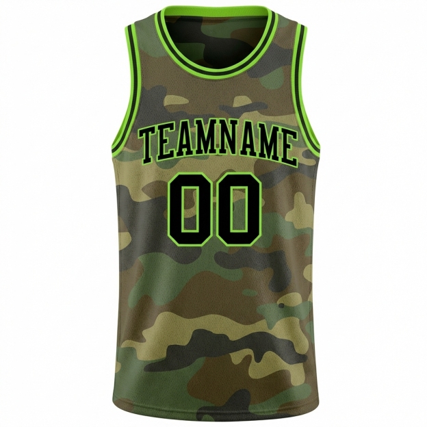 Custom Camo Black & Green Salute To Service Basketball City Edition Jersey