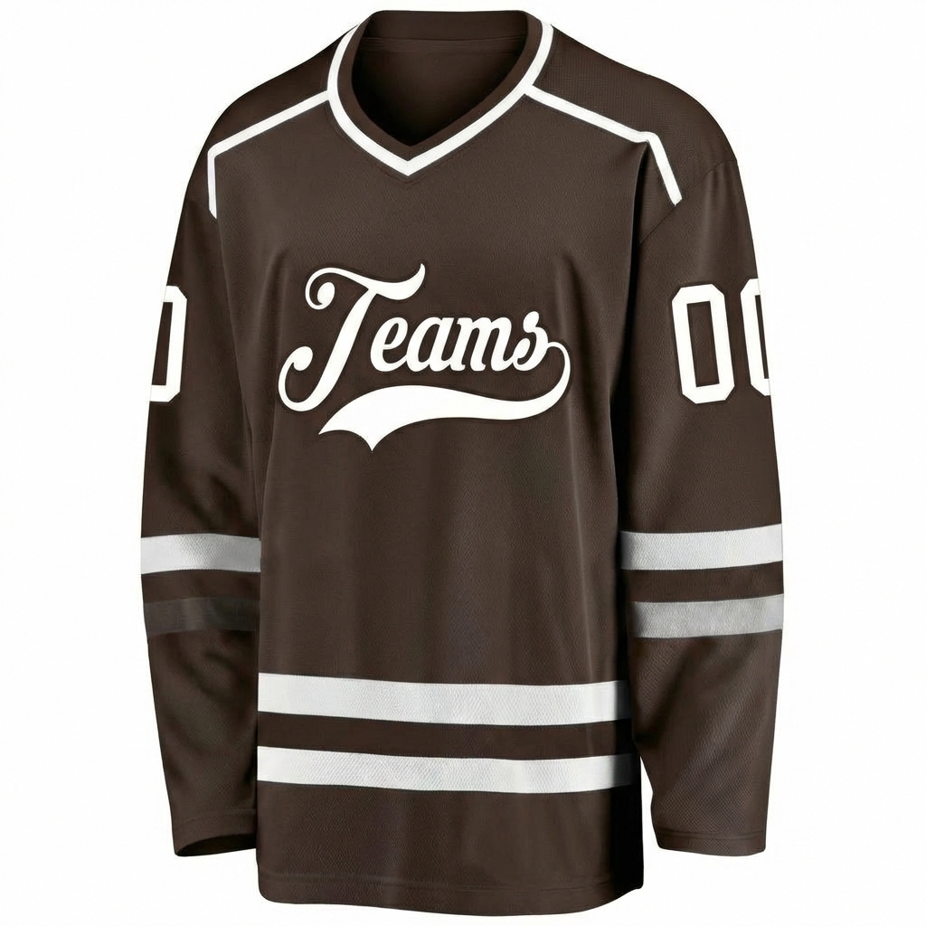 Custom Brown & White Hockey Jersey