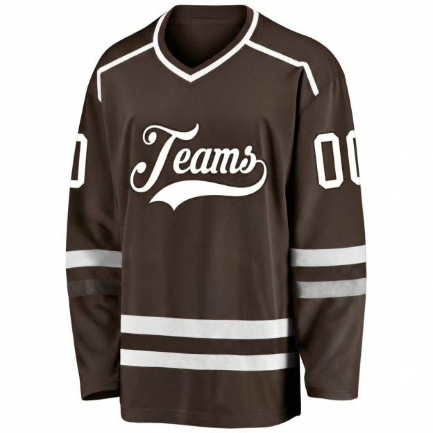Custom Brown & White Hockey Jersey