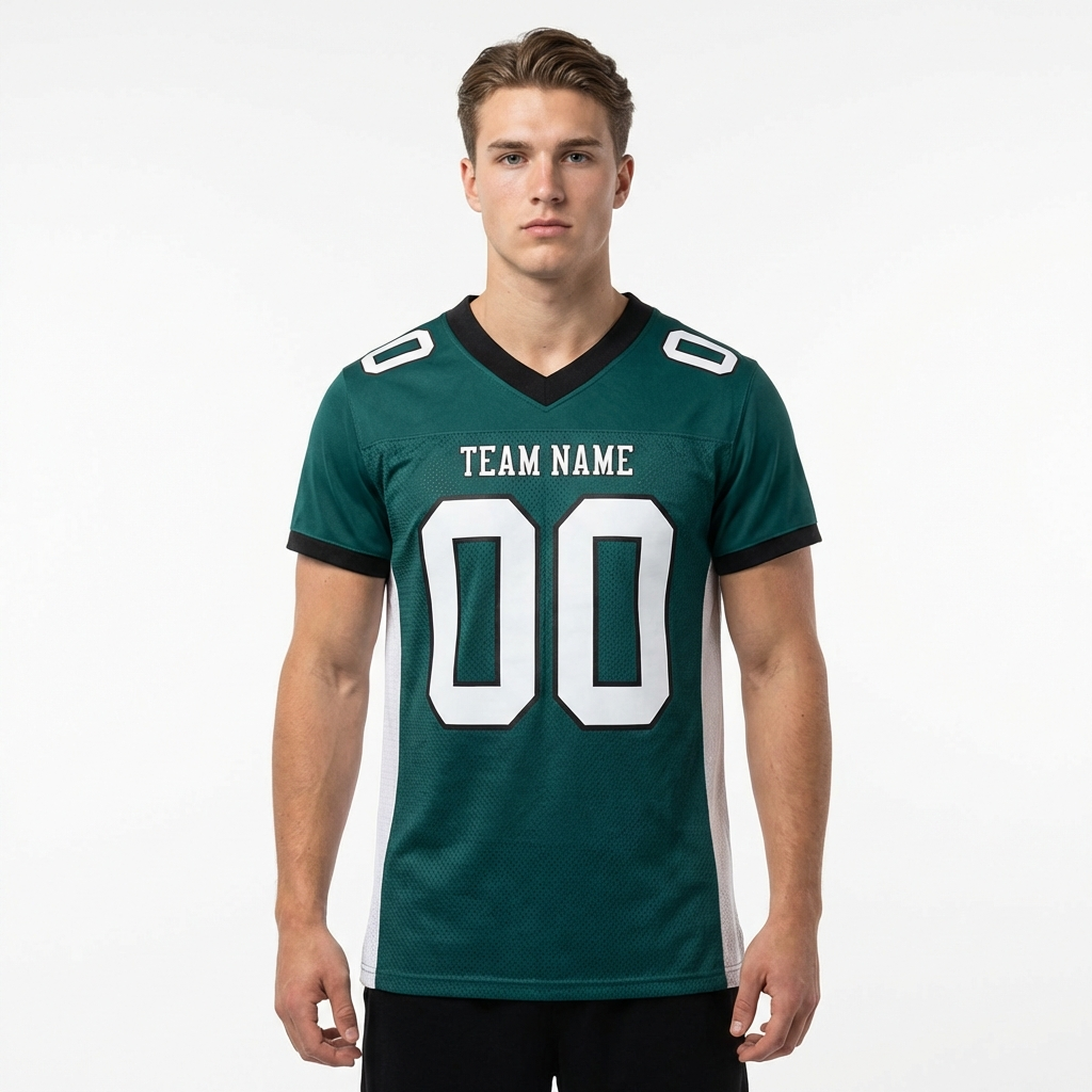 Custom Midnight Green & White/Black Football Jersey