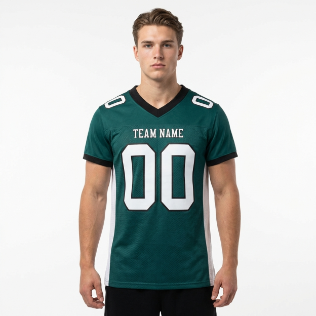 Custom Midnight Green & White/Black Football Jersey