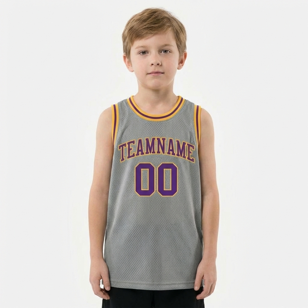 Custom Grey & Purple/Yellow Basketball City Edition Jersey